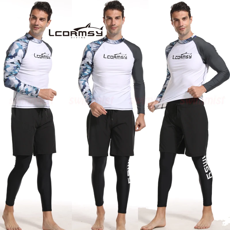 LCDRMSY MEN'S RASH GUARDS BEACH LONG SLEEVES SURF SWIMMING TOP SHIRT PANT SHORTS SET WATER SPORTS WETSUITS QUICK-DRYING UPF 50+ | Спорт и