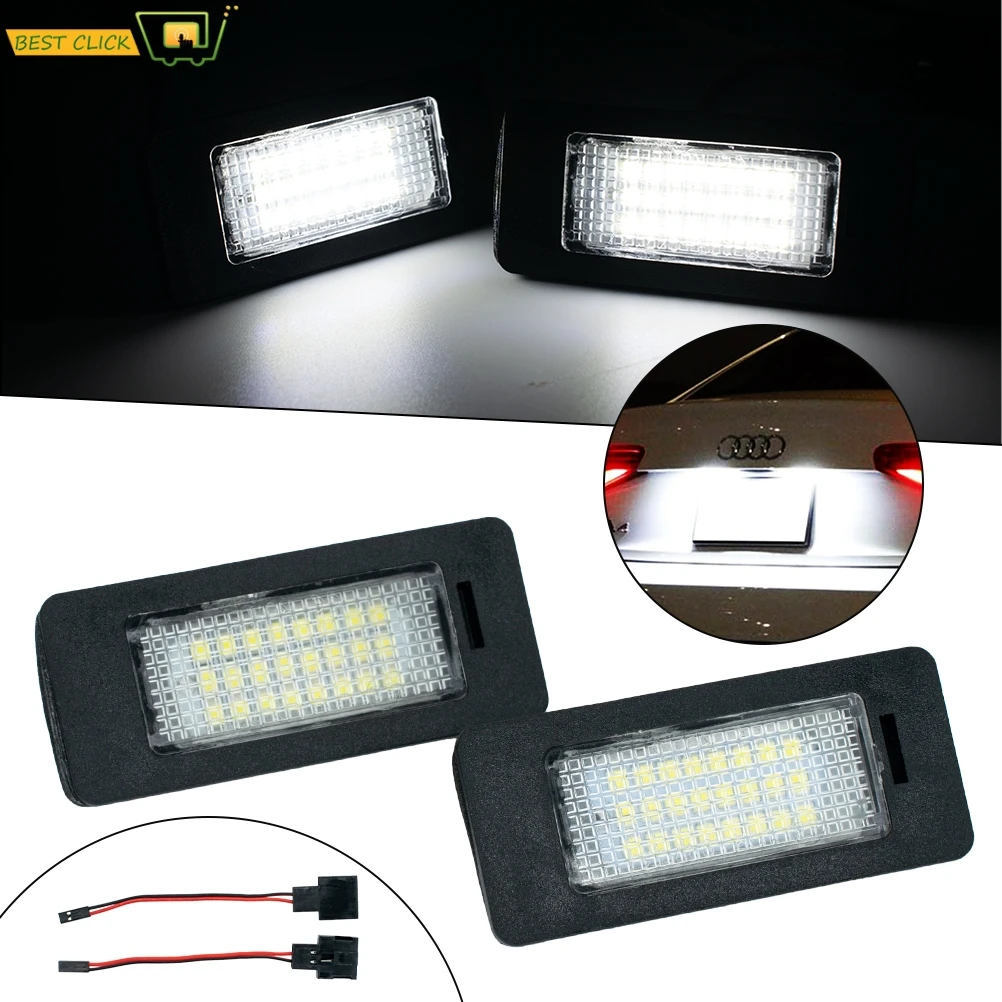 

2PC Number Plate lights Rear Licence Number Plate Lamps For Audi A1 A4 B8 A5 S5 A6 S6 A7 Q5 TT TTS 2D For VW Canbus 6000K White