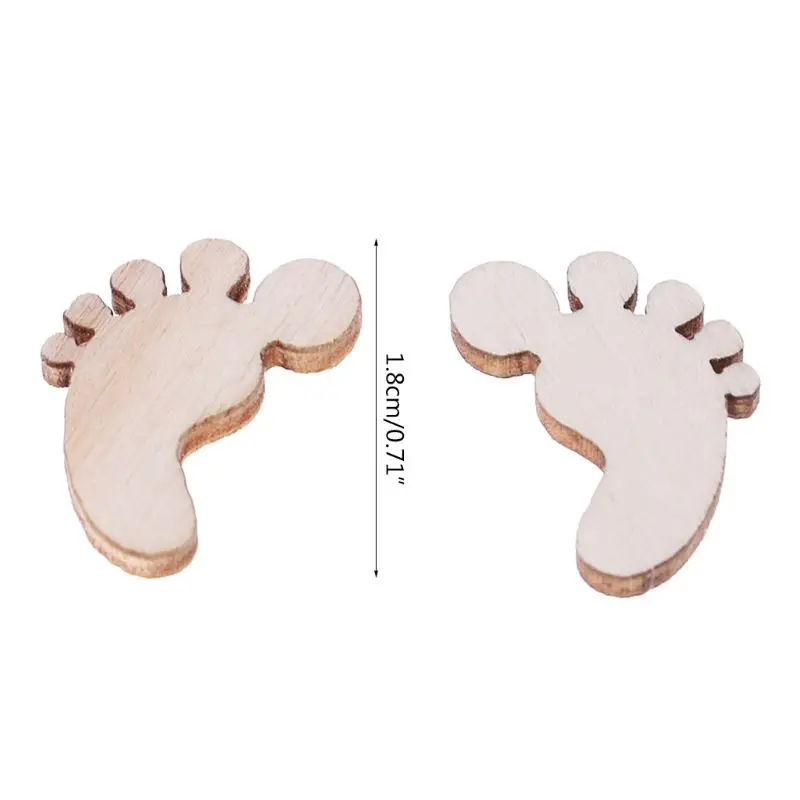 

100pcs Cut Wood Foot Embellishment Wooden Shape Craft Wedding Decor 87HB