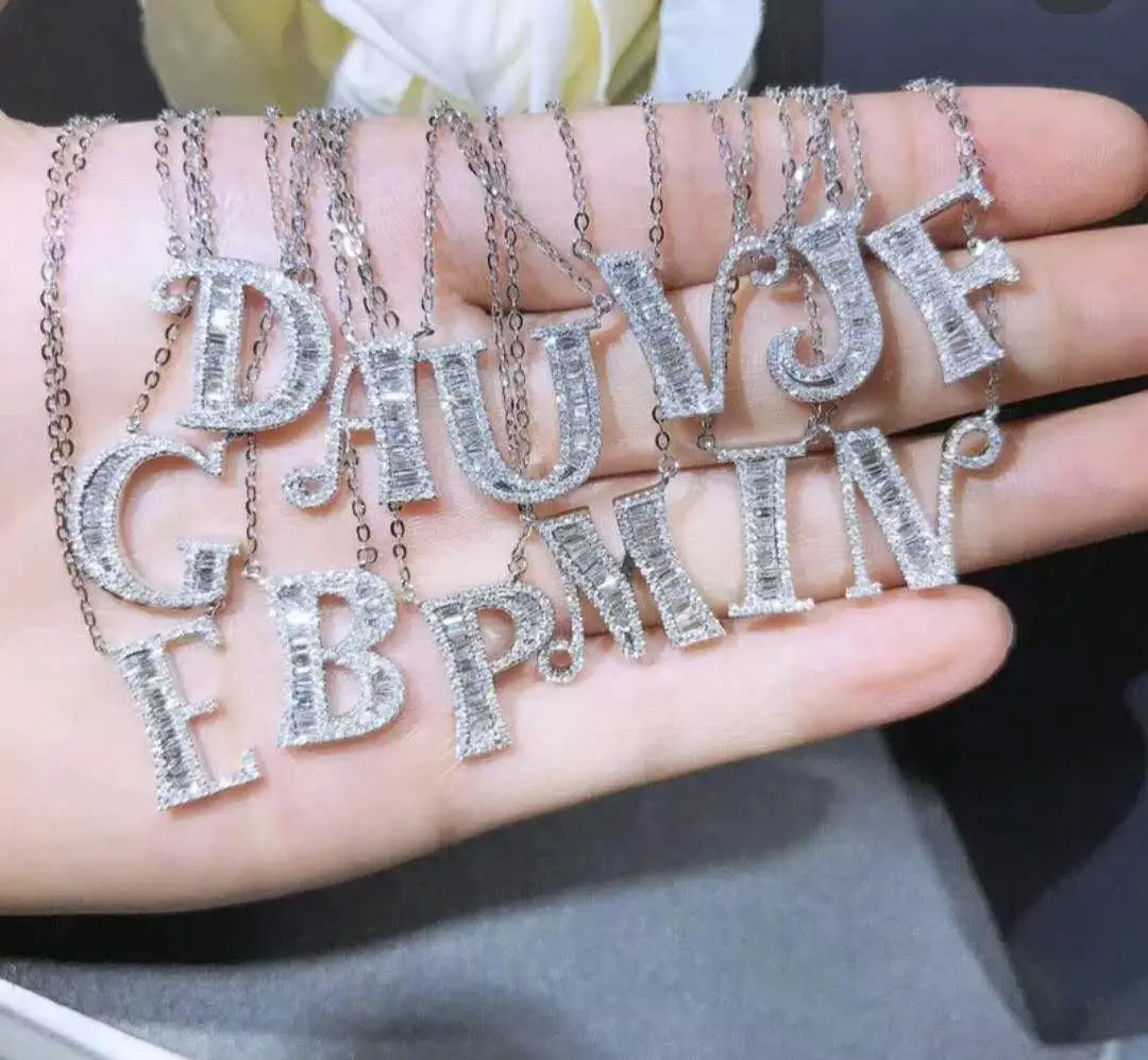 

Shinny Cubic Zirconia Crystal 26 Initial Name Letter Pendent Necklace For Women