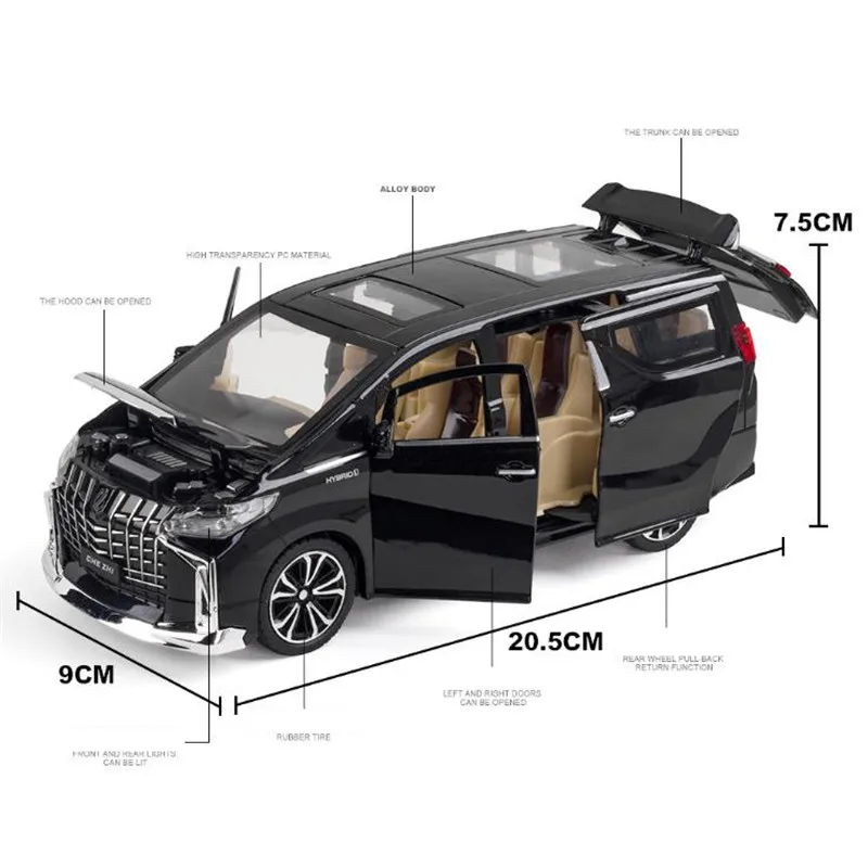 1:24 игрушечный автомобиль отличного качества TOYOTA Alphard с коробкой из сплава литой и