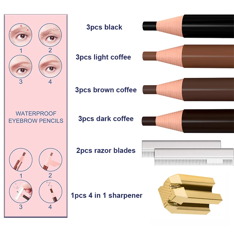 Precise Brow Definer Long Lasting Waterproof Beauty Eye Brow Pen Tools Makeup 4 Colors Mixed Supplies Tool