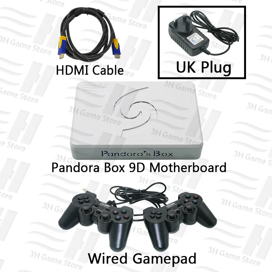 9d wired UK plug Pandora Box 9D материнская плата геймпад Набор двойной проводной геймпад беспроводной геймпад HDMI VGA подключение ТВ ПК 2500 В 1 Поддержка 3D Tekken - Цвет: 9d wired UK plug