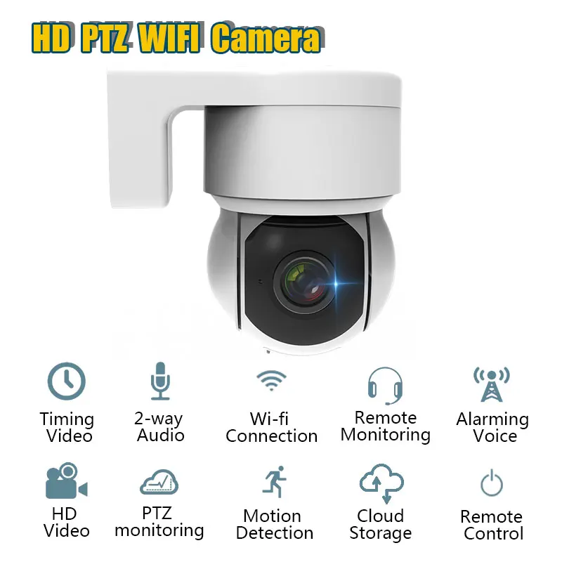 

2MP HD PTZ Surveillance Camera Outdoor Waterproof Wifi IP Camera 4X Digital Zoom Night Full Color Two Way Speak Security Camere