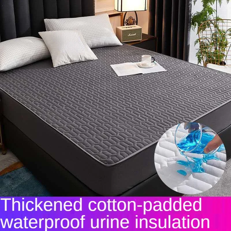 

Quilted Waterproof Single Bed Sheet Mattress Cover Bedwetting Pad Modern Minimalist Thick Stitching Antibacterial Bedspread