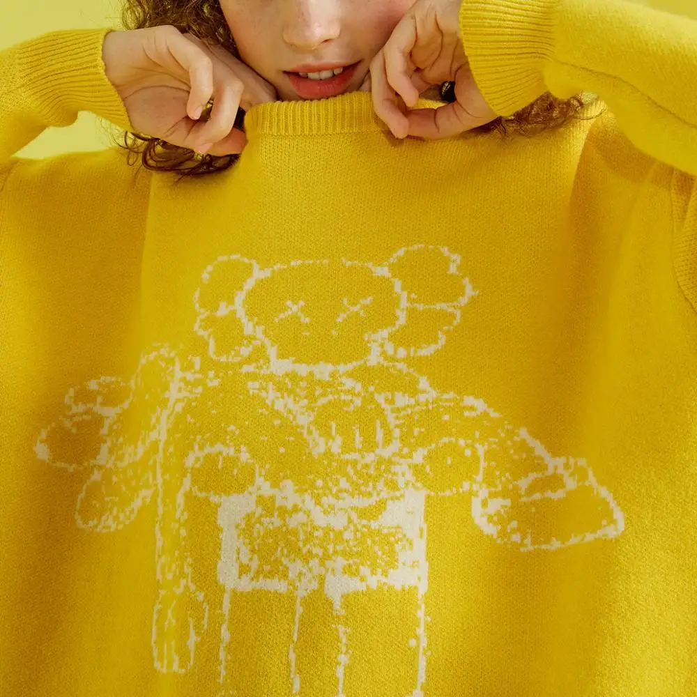 Женский Повседневный пуловер UNIFREE Свободный с круглым вырезом и длинными