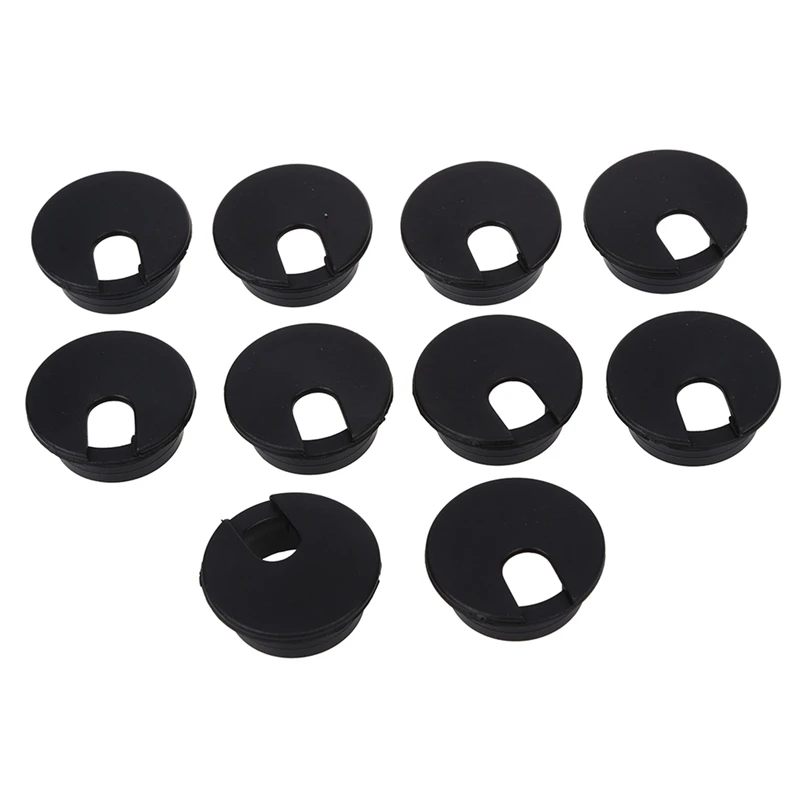 

10 Pcs 35mm Black Cable Grommet Cable Outlet Desk Table Wire & 100 Pcs 3mm X 10mm Hexagon Head Self Tapping Screws Black