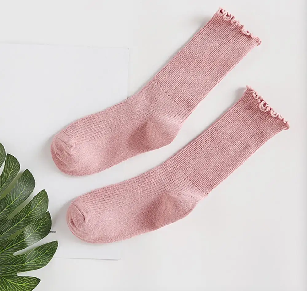 Популярные женские носки Instagram Модные Цветные однотонные хлопковые повседневные