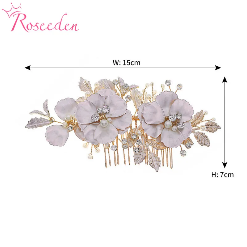 

Romantic Wedding Hair Comb Headpiece Pearls Women Jewelry Handmade Bridal Accessories Ornament RE4064