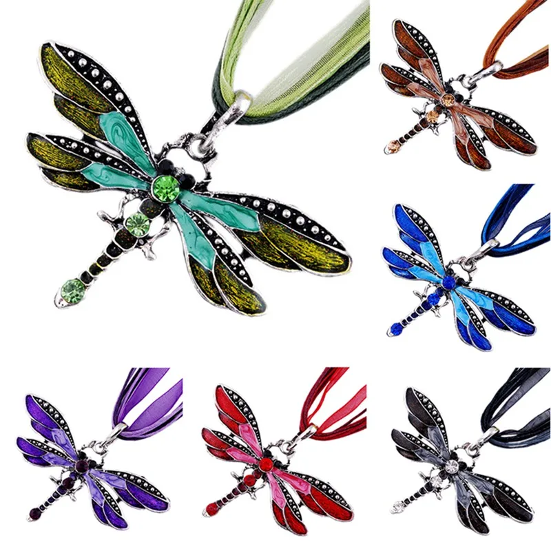 Новые преувеличенные Античные Красочные Подвески в виде стрекозы массивное
