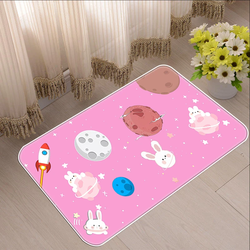 

Cute Universe Starry Sky Rabbit Floor Mat Home Entrance Doormat Floor Rug Anti-slip Door Mat Bathroom Kitchen Mat Kitchen Carpet