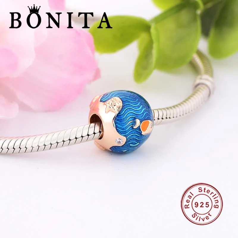 Браслет и ожерелье из серебра 925 пробы с подвеской в виде морских волн рыб|Бусины|