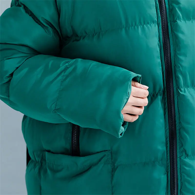 Зеленая Женская парка зимняя куртка большого размера d Толстая теплая ватная для