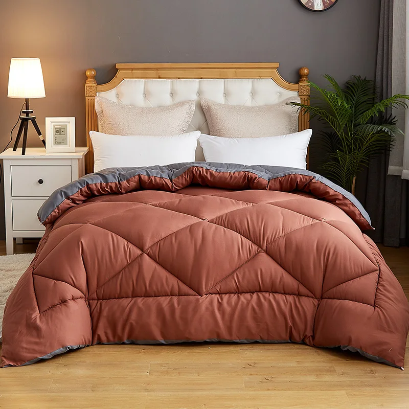 Pure Color Thicken Duvet With Stuffing Patchwork Quilt Warm Winter Bed Cover Bedset 220*240cm Winter Warm Thicken Comforter CF2