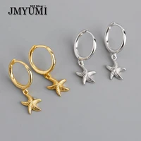 jmyumi 925 sterling silver new starfish hoop earrings fashion jewelry golden color refinement gorgeous elegant gift for lovers