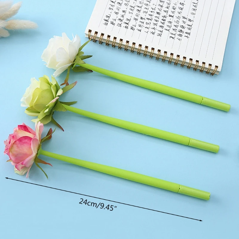 

3 Pcs Cartoon Rose Flower Gel Pen 0.5mm Universal Refill Cute Gel Pen for Kids