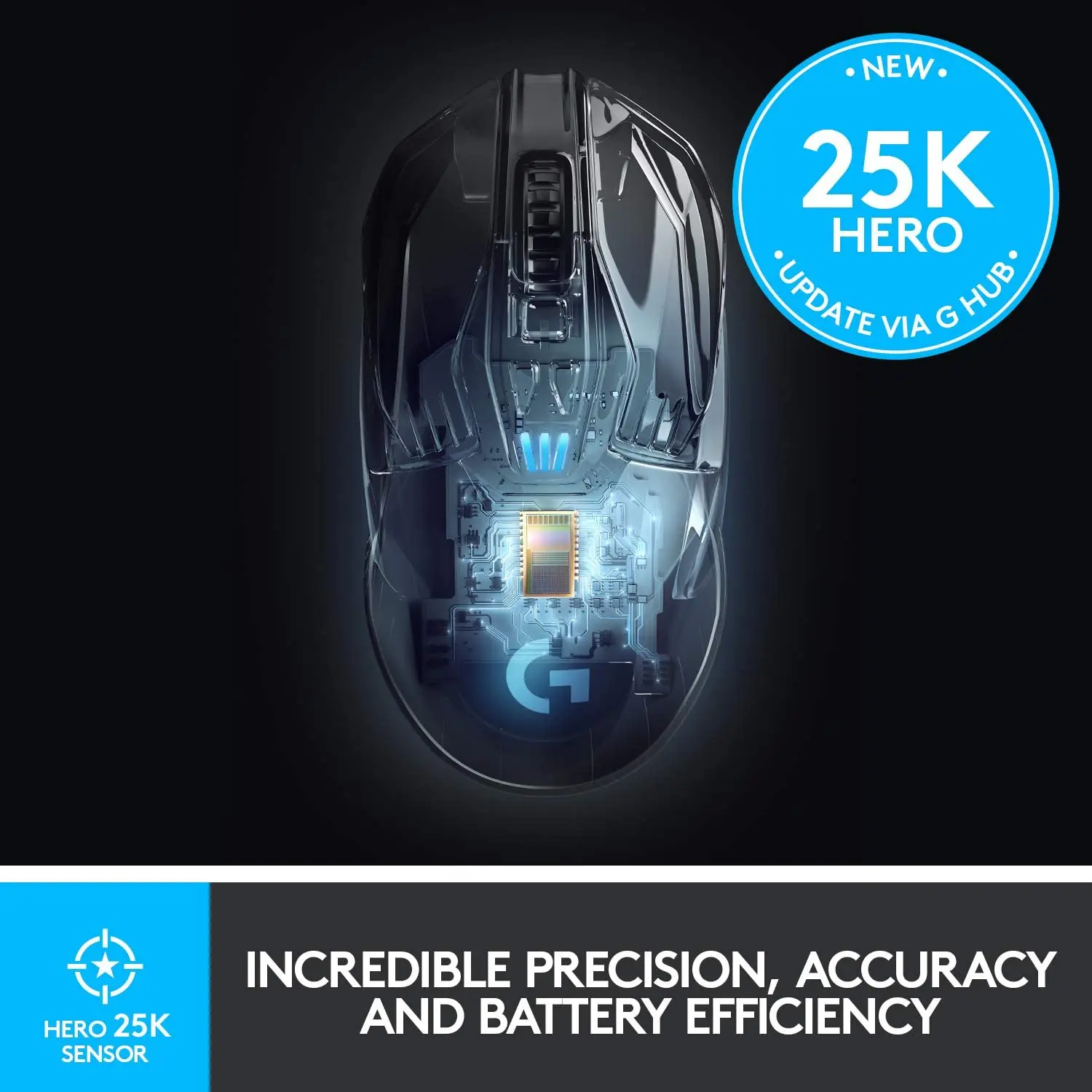 Беспроводная игровая мышь Logitech G903 LIGHTSPEED с сенсором 25K для Hero совместима PowerPlay 140 +
