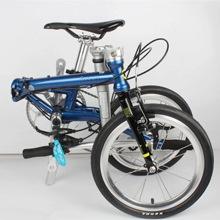 blue Fnhon FCG1609 складной велосипед 16 дюймов Minivelo CR-MO сталь V тормоз 9 скоростей городской Commuter велосипед для Shimano Shift ретро досуг BMX - Цвет: blue