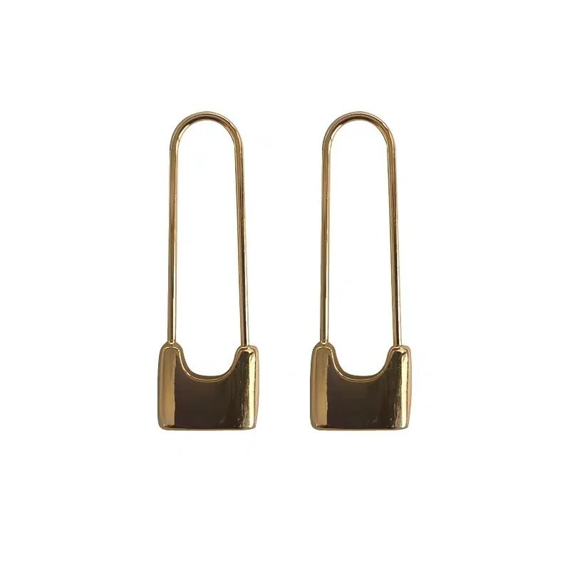 

TIMEONLY Personality Gold Color Pin Earrings for Women Minimalist Metal Alloy Lock Geometric Drop Earrings Punk Cool Jewelry