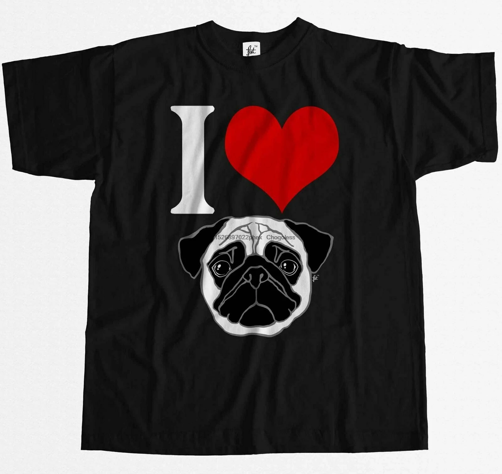 Мужская футболка с надписью I Love Pugs|Мужские футболки| |