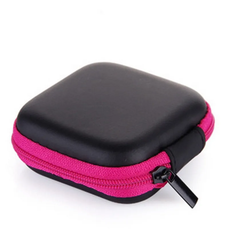 

Portable Mini Electronic Bag Zipper Headphones Box In-ear Earphone Cases EVA Square Earbuds Headset Carry Digital Bag