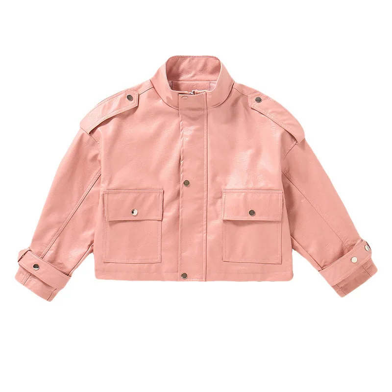 Teenage Girl Spring Autumn PU Coat Jacket Kids Casual Motorcycle Leather Bomber Jackets Children Coats Overwear Clothes 12 13 14 | Детская