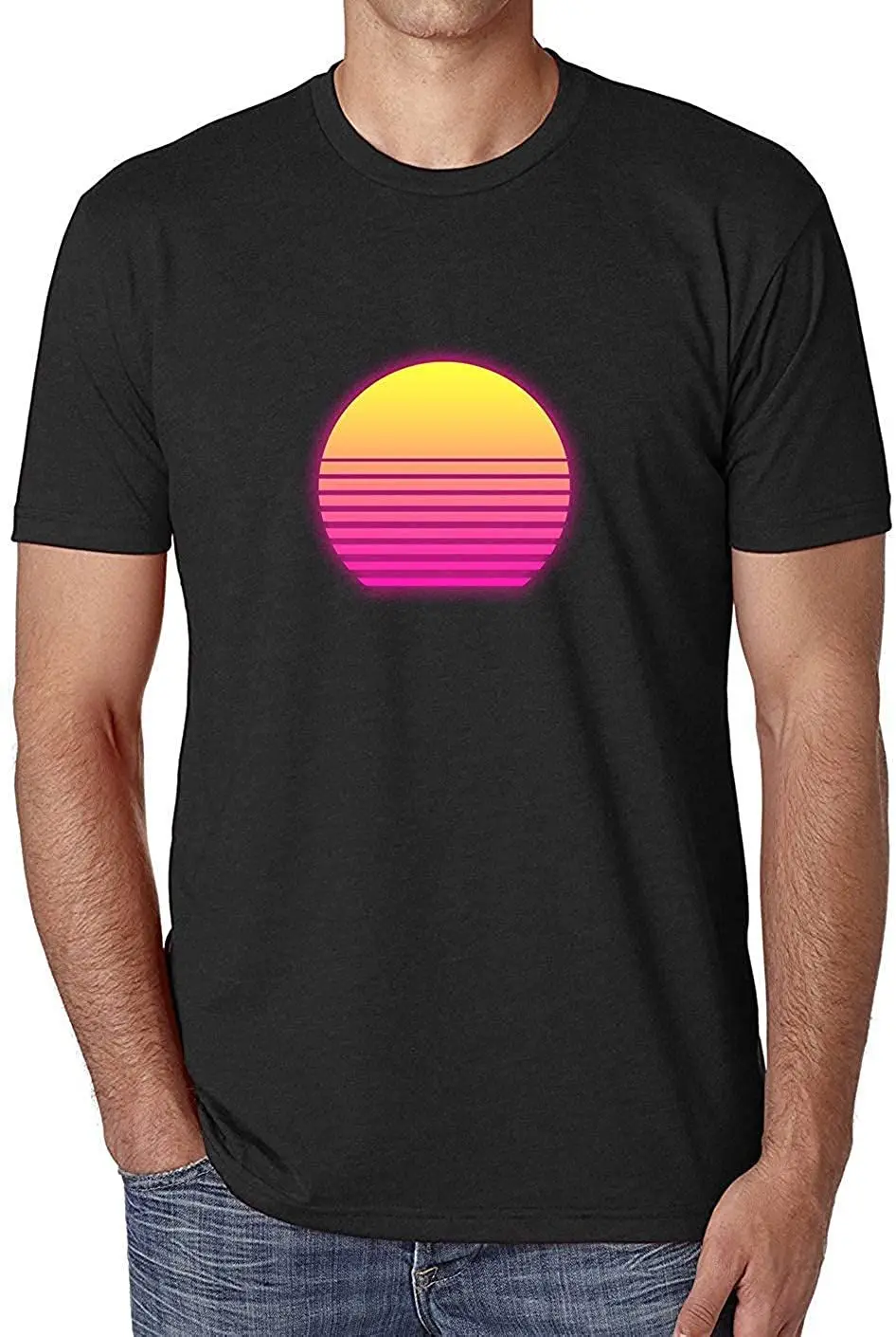 

Men's Sunset T-Shirt New 2020 Summer Mens Cool Tee Breathable Pure Cotton Short Sleeve Round Collar Tshirt