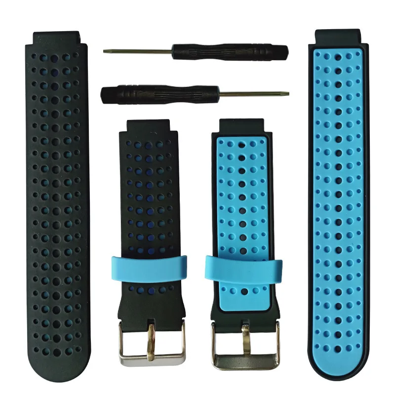 black blue Silicone Replacement Watch Band for Garmin Forerunner 230 / 235 / 220 / 620 / 630 / 735 735XT watch Outdoor Sport Watchstrap - Цвет ремешка: black blue