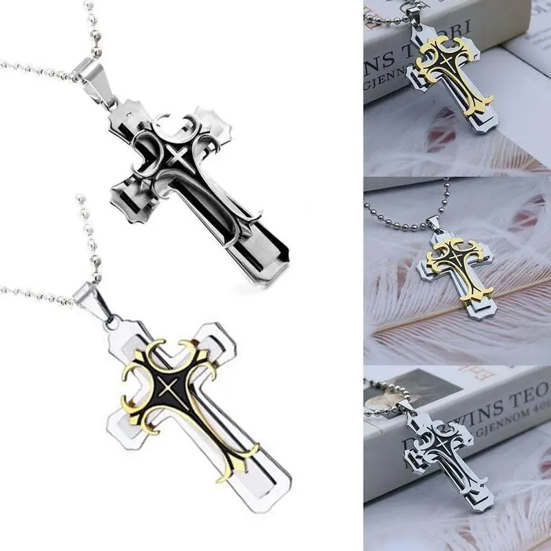 Модная подвеска крестик со стразами ожерелья для мужчин сталь в стиле хип хоп