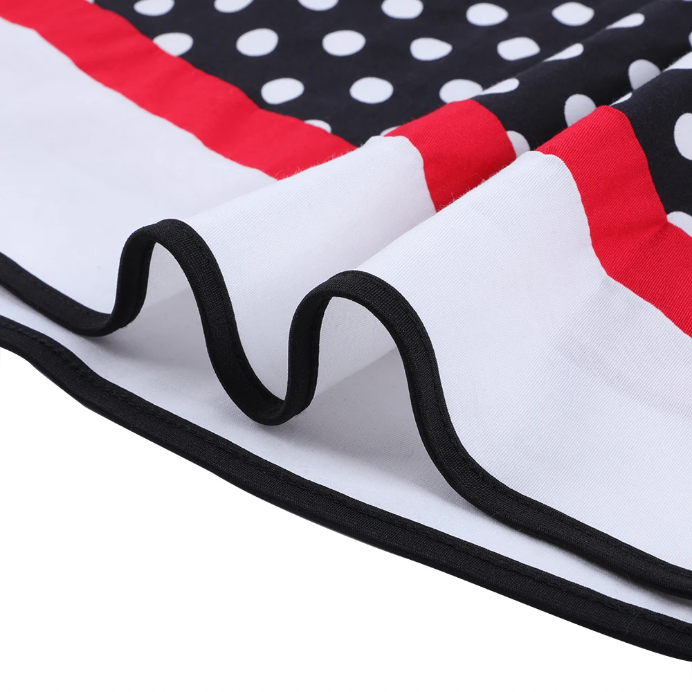 Женское винтажное платье с принтом в горошек черное стиле Хепберн 50-х годов