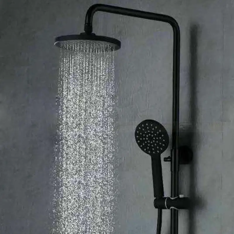 

Black shower set brass mixer tap single handle bathroom shower with round or square rainfall