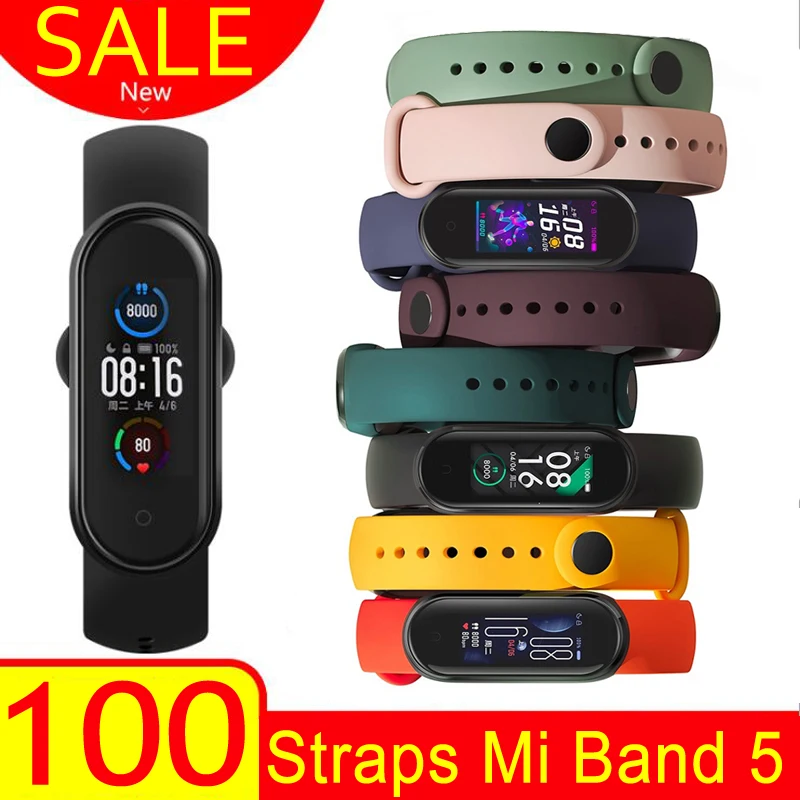 Ремешок для Xiaomi Mi Band 5 браслет на запястье ремешок MiBand резиновый 100 | Электроника