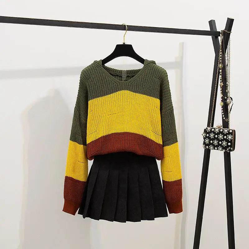 Женский комплект из 2 предметов с юбкой и толстовкой в Корейском стиле| |