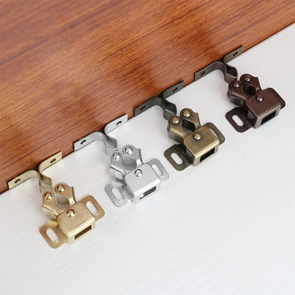 

16pcs Double Fittings Wardrobe Catch Stop Latch Door Magnets Closer Roller With Screws Cabinet Damper Buffer Hardware Furniture