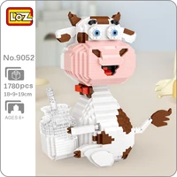 loz 9052 animal world cartoon cow milk sit cattle 3d model diy mini diamond blocks bricks building toy for children no box