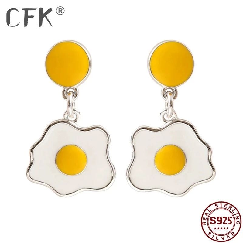 

CFK Gebakken Vrouwen Oorbellen 925 Sterling Zilver Trendy Emaille Creative Stud Oorbellen Voor Meisjes Fijne Statement Sieraden