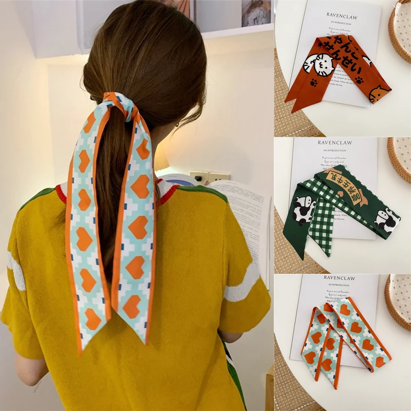 

1 pc Ribbon Fashion Women Girls Bandage Headband Hair Gum Korean Lady Style Bow Cross Ponytail Holder Turban Hair Accessories