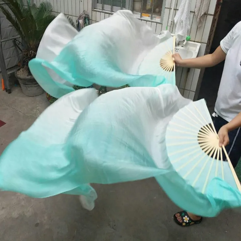 Фата веер для танца живота Классическая вертикальная фата белого мятного цвета с