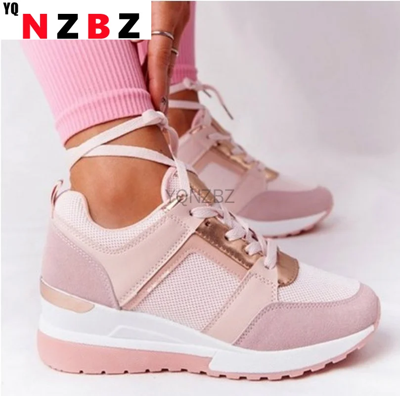 

Women Sneakers 2021 Leopard Print Lace-Up Women's Vulcanize Shoes Platform Sports Ladies Sneakers Breathable Plus Women Shoes