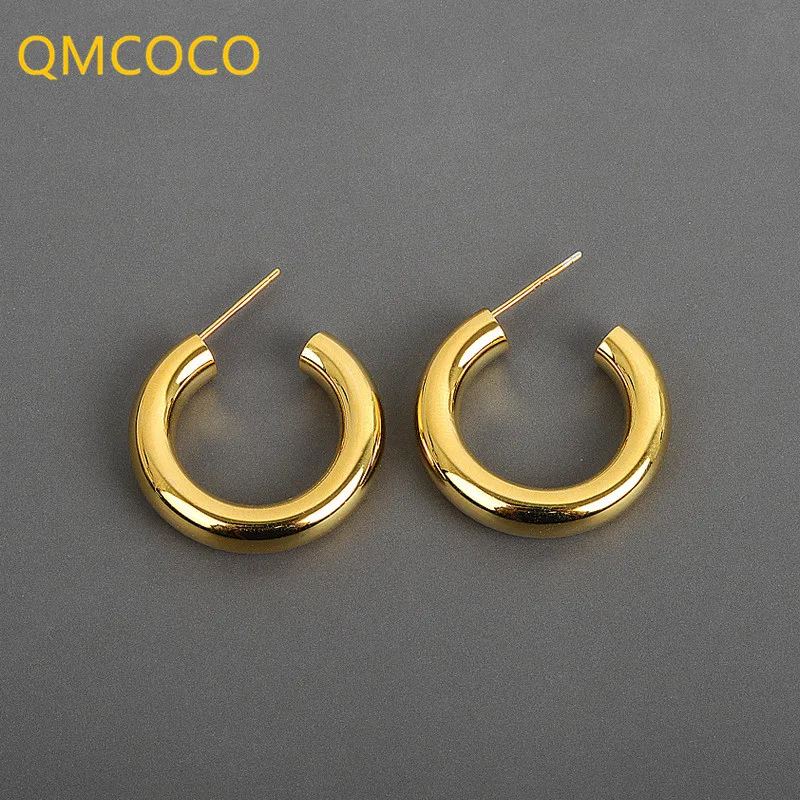 

QMCOCO 925 Silver Stud Earrings For Charm Women Round Earring Trendy Jewelry Simple Party Accessories Gifts Decoration