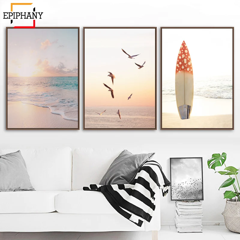 Калифорнийская пляжная Настенная картина современный принт берега бохо холст