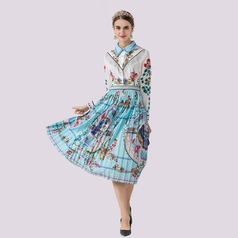 Дизайнерское осеннее офисное платье moda feminina с длинным рукавом украшенное