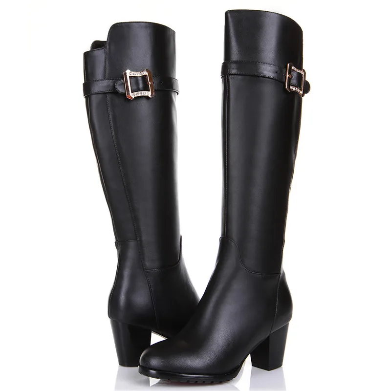 Женские сапоги до колена из воловьей кожи на необработанном металлическом