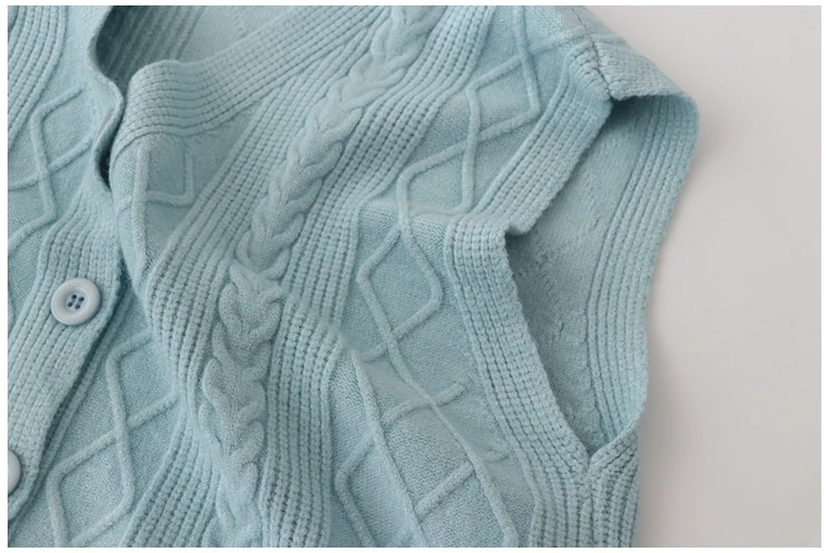 Осень 2019 новый корейский Sen Ретро витой вязаный жилет женский однобортный