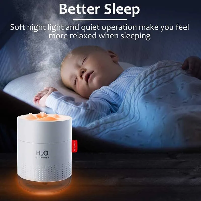 

LAIKE 500ml Snow Mountain Air Humidifier Ultrasonic USB Aroma Air Diffuser Cool Mist Maker with Soothing Night Light for Home