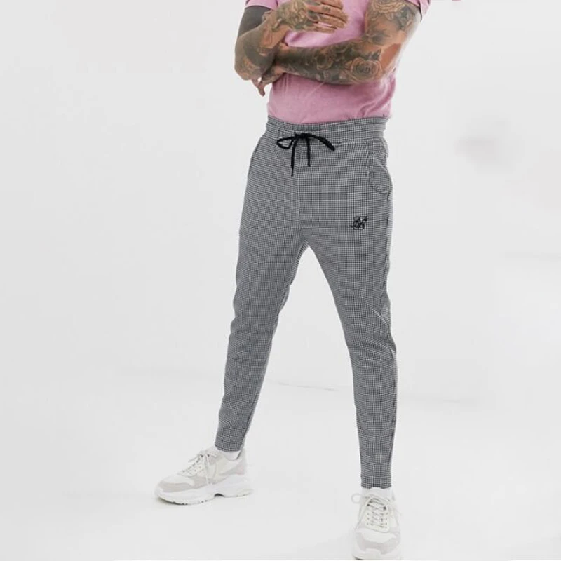 Мужские шелковые брюки s Sik повседневные эластичные тренировочные штаны для бега