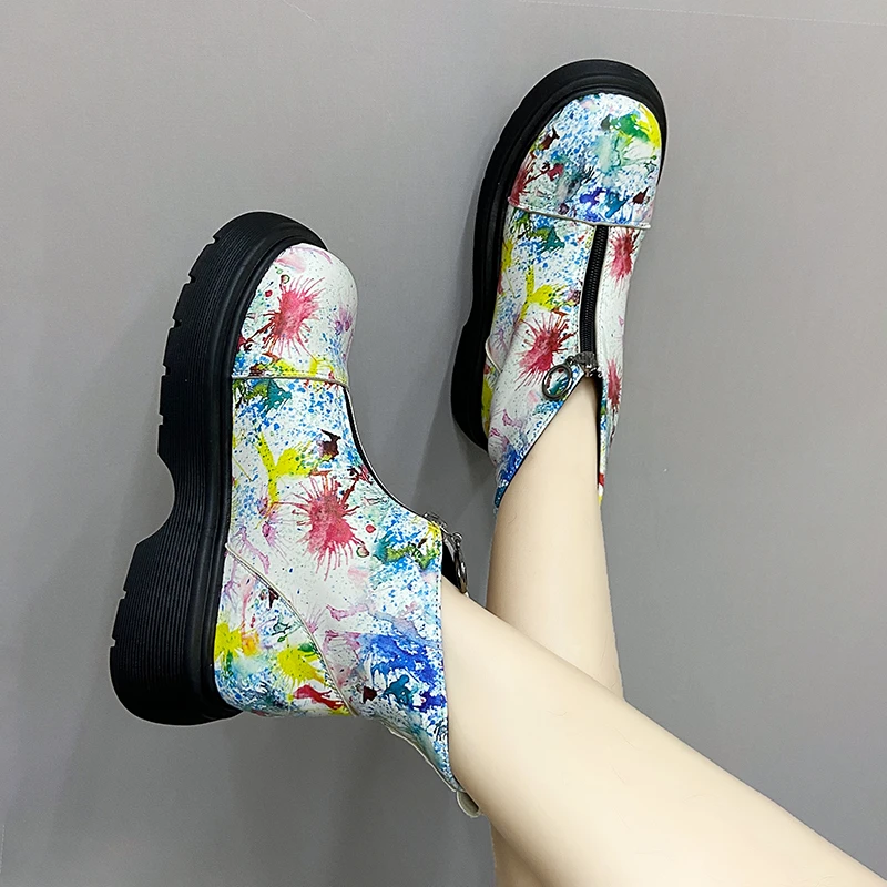 

Front zipper Martin boots female British style autumn 2021 new wild net red thin short tube single boots tide ins