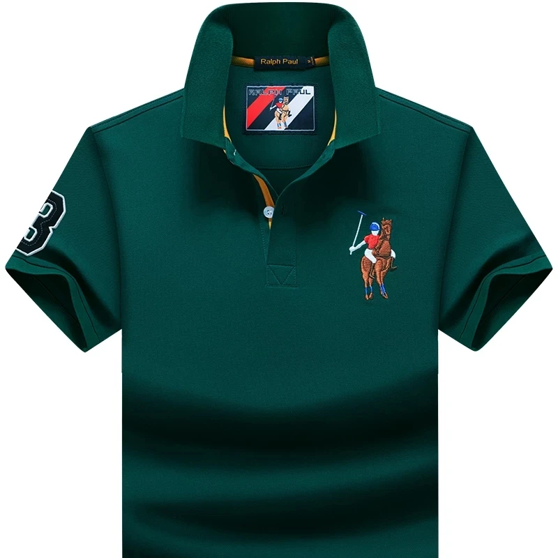 

Мужская хлопковая рубашка-поло с коротким рукавом и отложным воротником