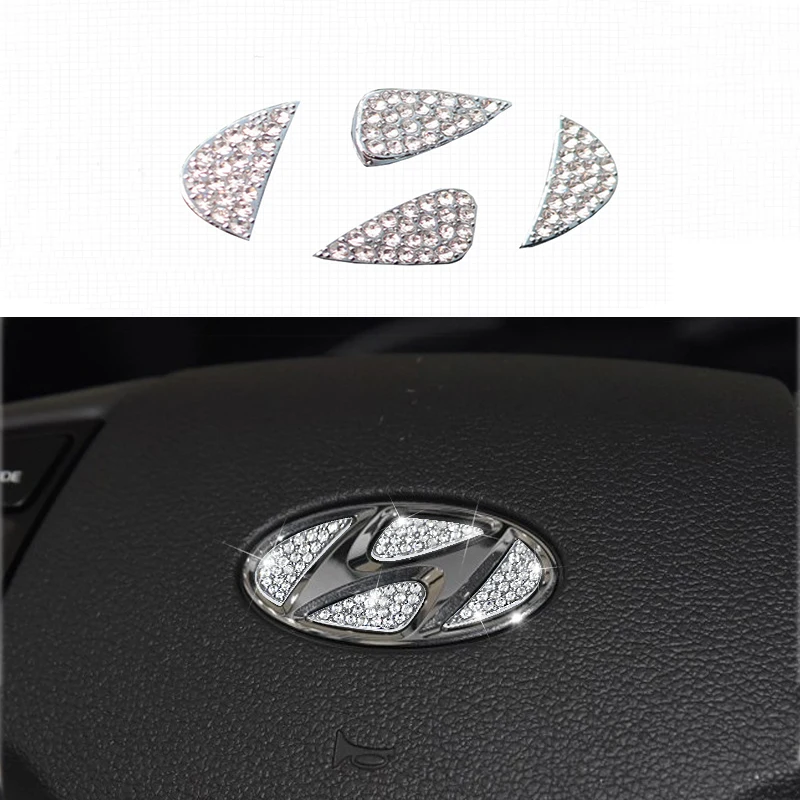 

For Hyundai i10 i20 i30 ix35 ix55 tucson sonata elantra Car Steering Wheel Logo Diamond Decoration Cover Sticker Accessories