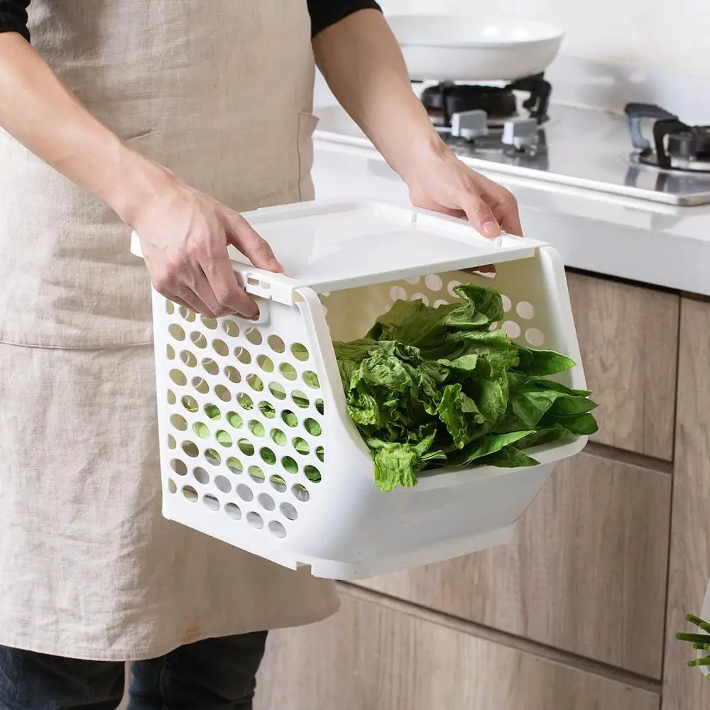 1 шт. Штабелируемая корзина для хранения пластиковая стандартная кухонная